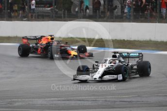 World © Octane Photographic Ltd. Formula 1 – German GP - Race. Mercedes AMG Petronas Motorsport AMG F1 W10 EQ Power+ - Lewis Hamilton and Aston Martin Red Bull Racing RB15 – Max Verstappen. Hockenheimring, Hockenheim, Germany. Sunday 28th July 2019.