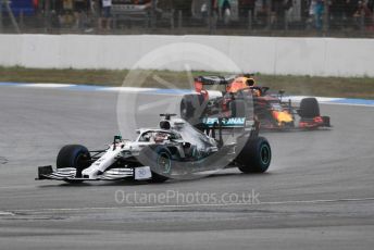 World © Octane Photographic Ltd. Formula 1 – German GP - Race. Mercedes AMG Petronas Motorsport AMG F1 W10 EQ Power+ - Lewis Hamilton and Aston Martin Red Bull Racing RB15 – Max Verstappen. Hockenheimring, Hockenheim, Germany. Sunday 28th July 2019.