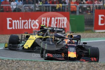 World © Octane Photographic Ltd. Formula 1 – German GP - Race. Aston Martin Red Bull Racing RB15 – Max Verstappen and Renault Sport F1 Team RS19 – Nico Hulkenberg. Hockenheimring, Hockenheim, Germany. Sunday 28th July 2019.