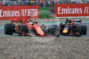 World © Octane Photographic Ltd. Formula 1 – German GP - Race. Scuderia Ferrari SF90 – Sebastian Vettel and Aston Martin Red Bull Racing RB15 – Pierre Gasly. Hockenheimring, Hockenheim, Germany. Sunday 28th July 2019.