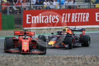 World © Octane Photographic Ltd. Formula 1 – German GP - Race. Scuderia Ferrari SF90 – Sebastian Vettel and Aston Martin Red Bull Racing RB15 – Pierre Gasly. Hockenheimring, Hockenheim, Germany. Sunday 28th July 2019.