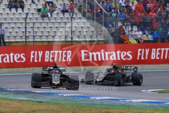 World © Octane Photographic Ltd. Formula 1 – German GP - Race. Rich Energy Haas F1 Team VF19 – Romain Grosjean and Kevin Magnussen. Hockenheimring, Hockenheim, Germany. Sunday 28th July 2019.