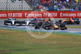 World © Octane Photographic Ltd. Formula 1 – German GP - Race. Aston Martin Red Bull Racing RB15 – Max Verstappen, Mercedes AMG Petronas Motorsport AMG F1 W10 EQ Power+ - Valtteri Bottas and Lewis Hamilton. Hockenheimring, Hockenheim, Germany. Sunday 28th July 2019.