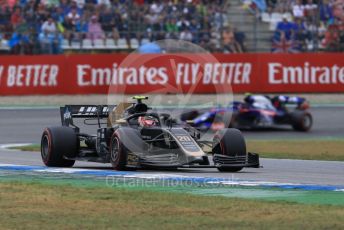 World © Octane Photographic Ltd. Formula 1 – German GP - Race. Rich Energy Haas F1 Team VF19 – Kevin Magnussen and Scuderia Toro Rosso STR14 – Alexander Albon. Hockenheimring, Hockenheim, Germany. Sunday 28th July 2019.