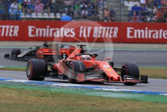 World © Octane Photographic Ltd. Formula 1 – German GP - Race. Scuderia Ferrari SF90 – Sebastian Vettel and Rich Energy Haas F1 Team VF19 – Romain Grosjean. Hockenheimring, Hockenheim, Germany. Sunday 28th July 2019.