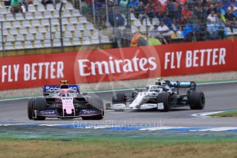 World © Octane Photographic Ltd. Formula 1 – German GP - Race. SportPesa Racing Point RP19 – Lance Stroll and Mercedes AMG Petronas Motorsport AMG F1 W10 EQ Power+ - Valtteri Bottas. Hockenheimring, Hockenheim, Germany. Sunday 28th July 2019.