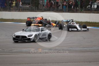 World © Octane Photographic Ltd. Formula 1 – German GP - Race. Mercedes AMG Petronas Motorsport AMG F1 W10 EQ Power+ - Lewis Hamilton and Aston Martin Red Bull Racing RB15 – Max Verstappen behind the safety car. Hockenheimring, Hockenheim, Germany. Sunday 28th July 2019.