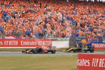 World © Octane Photographic Ltd. Formula 1 – German GP - Race. Aston Martin Red Bull Racing RB15 – Max Verstappen and Renault Sport F1 Team RS19 – Nico Hulkenberg. Hockenheimring, Hockenheim, Germany. Sunday 28th July 2019.