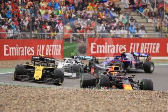 World © Octane Photographic Ltd. Formula 1 – German GP - Race. Aston Martin Red Bull Racing RB15 – Max Verstappen, Renault Sport F1 Team RS19 – Nico Hulkenberg, Mercedes AMG Petronas Motorsport AMG F1 W10 EQ Power+ - Valtteri Bottas and Scuderia Toro Rosso STR14 – Alexander Albon. Hockenheimring, Hockenheim, Germany. Sunday 28th July 2019.