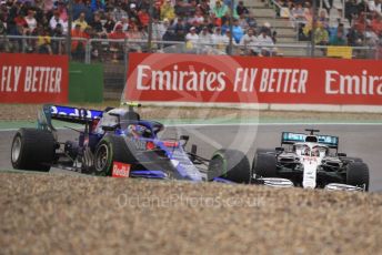 World © Octane Photographic Ltd. Formula 1 – German GP - Race. Scuderia Toro Rosso STR14 – Alexander Albon and Mercedes AMG Petronas Motorsport AMG F1 W10 EQ Power+ - Lewis Hamilton. Hockenheimring, Hockenheim, Germany. Sunday 28th July 2019.