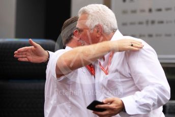World © Octane Photographic Ltd. Formula 1 - German GP - Paddock. Zak Brown - Executive Director of McLaren Technology Group and Lawrence Stroll - investor, part-owner of SportPesa Racing Point.  celebrate in the post race paddock.  Hockenheimring, Hockenheim, Germany. Sunday 28th July 2019.