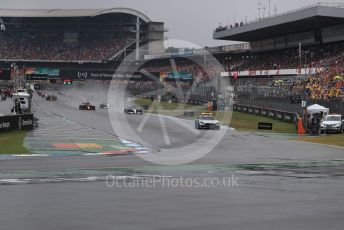 World © Octane Photographic Ltd. Formula 1 – German GP - Race. Mercedes AMG GTs Safety car ahead of Mercedes AMG Petronas Motorsport AMG F1 W10 EQ Power+ - Lewis Hamilton and the following pack. Hockenheimring, Hockenheim, Germany. Sunday 28th July 2019.
