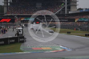 World © Octane Photographic Ltd. Formula 1 – German GP - Race. Safety car deployed ahead of he leading Mercedes AMG Petronas Motorsport AMG F1 W10 EQ Power+ of Lewis Hamilton and the  Aston Martin Red Bull Racing RB15 of Max Verstappen. Hockenheimring, Hockenheim, Germany. Sunday 28th July 2019.