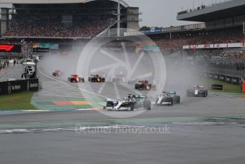 World © Octane Photographic Ltd. Formula 1 – German GP - Race. Mercedes AMG Petronas Motorsport AMG F1 W10 EQ Power+ - Lewis Hamilton and Valtteri Bottas lead the pack. Hockenheimring, Hockenheim, Germany. Sunday 28th July 2019.