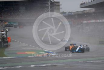 World © Octane Photographic Ltd. Formula 1 – German GP - Race. ROKiT Williams Racing FW 42 – George Russell and McLaren MCL34 – Lando Norris . Hockenheimring, Hockenheim, Germany. Sunday 28th July 2019.