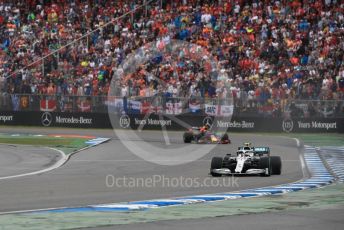 World © Octane Photographic Ltd. Formula 1 – German GP - Race. Mercedes AMG Petronas Motorsport AMG F1 W10 EQ Power+ - Valtteri Bottas and Aston Martin Red Bull Racing RB15 – Max Verstappen. Hockenheimring, Hockenheim, Germany. Sunday 28th July 2019.
