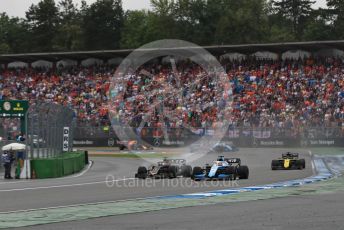 World © Octane Photographic Ltd. Formula 1 – German GP - Race. Rich Energy Haas F1 Team VF19 – Romain Grosjean and ROKiT Williams Racing FW 42 – George Russell. Hockenheimring, Hockenheim, Germany. Sunday 28th July 2019.