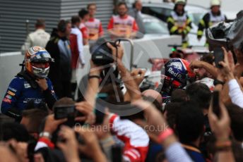 World © Octane Photographic Ltd. Formula 1 – German GP - Parc Ferme. Scuderia Toro Rosso STR14 – Daniil Kvyat and McLaren MCL34 – Carlos Sainz. Hockenheimring, Hockenheim, Germany. Sunday 28th July 2019.
