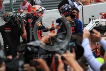 World © Octane Photographic Ltd. Formula 1 – German GP - Parc Ferme. Aston Martin Red Bull Racing RB15 – Max Verstappen and Scuderia Toro Rosso STR14 – Daniil Kvyat. Hockenheimring, Hockenheim, Germany. Sunday 28th July 2019.