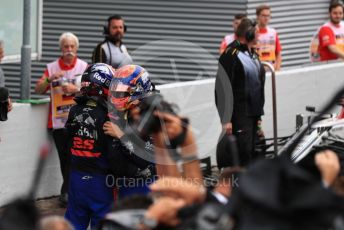 World © Octane Photographic Ltd. Formula 1 – German GP - Parc Ferme. Aston Martin Red Bull Racing RB15 – Max Verstappen and Scuderia Toro Rosso STR14 – Daniil Kvyat. Hockenheimring, Hockenheim, Germany. Sunday 28th July 2019.
