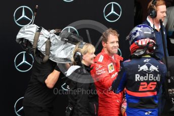 World © Octane Photographic Ltd. Formula 1 – German GP - Parc Ferme. Scuderia Ferrari SF90 – Sebastian Vettel and Scuderia Toro Rosso STR14 – Daniil Kvyat. Hockenheimring, Hockenheim, Germany. Sunday 28th July 2019.