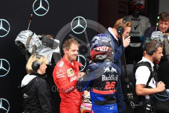 World © Octane Photographic Ltd. Formula 1 – German GP - Parc Ferme. Scuderia Ferrari SF90 – Sebastian Vettel and Scuderia Toro Rosso STR14 – Daniil Kvyat. Hockenheimring, Hockenheim, Germany. Sunday 28th July 2019.