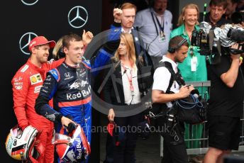 World © Octane Photographic Ltd. Formula 1 – German GP - Parc Ferme. Scuderia Ferrari SF90 – Sebastian Vettel and Scuderia Toro Rosso STR14 – Daniil Kvyat. Hockenheimring, Hockenheim, Germany. Sunday 28th July 2019.