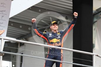 World © Octane Photographic Ltd. Formula 1 – German GP - Podium. Aston Martin Red Bull Racing RB15 – Max Verstappen. Hockenheimring, Hockenheim, Germany. Sunday 28th July 2019.