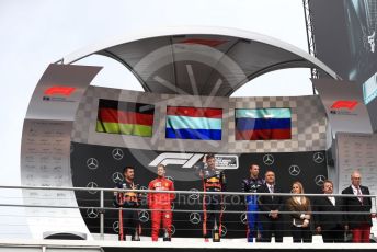 World © Octane Photographic Ltd. Formula 1 – German GP - Podium. Aston Martin Red Bull Racing RB15 – Max Verstappen, Scuderia Ferrari SF90 – Sebastian Vettel and Scuderia Toro Rosso STR14 – Daniil Kvyat. Hockenheimring, Hockenheim, Germany. Sunday 28th July 2019.