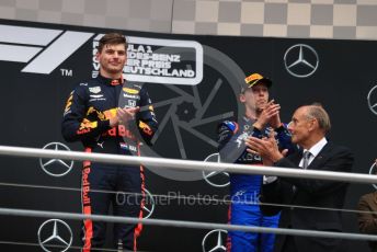 World © Octane Photographic Ltd. Formula 1 – German GP - Podium. Aston Martin Red Bull Racing RB15 – Max Verstappen and Scuderia Toro Rosso STR14 – Daniil Kvyat. Hockenheimring, Hockenheim, Germany. Sunday 28th July 2019.