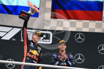 World © Octane Photographic Ltd. Formula 1 – German GP - Podium. Aston Martin Red Bull Racing RB15 – Max Verstappen and Scuderia Toro Rosso STR14 – Daniil Kvyat. Hockenheimring, Hockenheim, Germany. Sunday 28th July 2019.