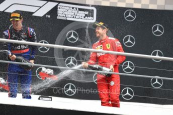 World © Octane Photographic Ltd. Formula 1 – German GP - Podium. Scuderia Ferrari SF90 – Sebastian Vettel and Scuderia Toro Rosso STR14 – Daniil Kvyat. Hockenheimring, Hockenheim, Germany. Sunday 28th July 2019.