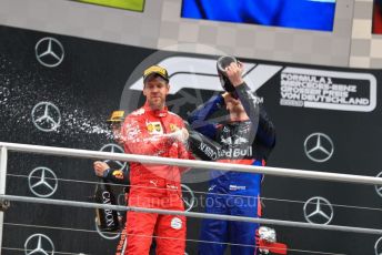 World © Octane Photographic Ltd. Formula 1 – German GP - Podium. Scuderia Ferrari SF90 – Sebastian Vettel and Scuderia Toro Rosso STR14 – Daniil Kvyat. Hockenheimring, Hockenheim, Germany. Sunday 28th July 2019.