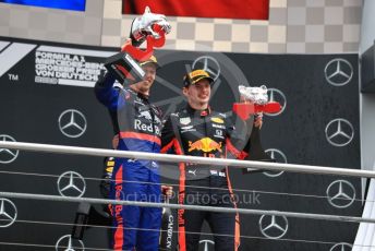 World © Octane Photographic Ltd. Formula 1 – German GP - Podium. Aston Martin Red Bull Racing RB15 – Max Verstappen and Scuderia Toro Rosso STR14 – Daniil Kvyat. Hockenheimring, Hockenheim, Germany. Sunday 28th July 2019.