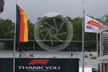 World © Octane Photographic Ltd. Formula 1 - German GP - Paddock. German and F1 flags. Hockenheimring, Hockenheim, Germany. Sunday 28th July 2019.