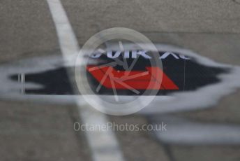 World © Octane Photographic Ltd. Formula 1 - German GP - Paddock. F1 logo reflected in a puddle. Hockenheimring, Hockenheim, Germany. Sunday 28th July 2019.