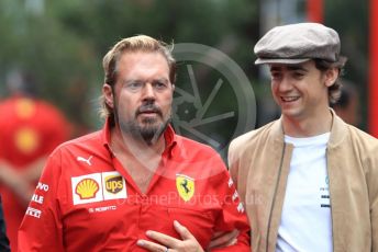 World © Octane Photographic Ltd. Formula 1 - German GP - Paddock. Esteban Gutierrez  - Simulator Driver for Mercedes and Gino Rosato – Ferrari Corporate Affairs. Hockenheimring, Hockenheim, Germany. Sunday 28th July 2019.