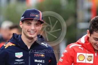 World © Octane Photographic Ltd. Formula 1 – German GP - Paddock. Aston Martin Red Bull Racing RB15 – Max Verstappen and Scuderia Ferrari SF90 – Charles Leclerc. Hockenheimring, Hockenheim, Germany. Sunday 28th July 2019.