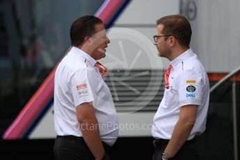 World © Octane Photographic Ltd. Formula 1 - German GP - Paddock. Zak Brown - Executive Director of McLaren Technology Group and Andreas Seidl, Team Principle at McLaren. Hockenheimring, Hockenheim, Germany. Sunday 28th July 2019.