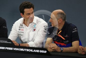 World © Octane Photographic Ltd. Formula 1 - German GP – Friday FIA Team Press Conference. Toto Wolff - Executive Director & Head of Mercedes - Benz Motorsport and Franz Tost – Team Principal of Scuderia Toro Rosso. Hockenheimring, Hockenheim, Germany. Friday 26th July 2019.