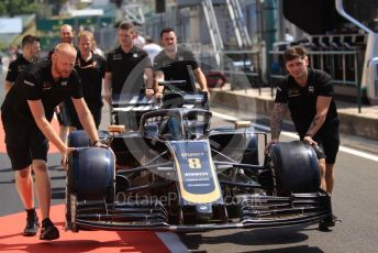 World © Octane Photographic Ltd. Formula 1 – Hungarian GP - Pitlane. Rich Energy Haas F1 Team VF19 – Romain Grosjean. Hungaroring, Budapest, Hungary. Thursday 1st August 2019.