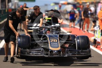 World © Octane Photographic Ltd. Formula 1 – Hungarian GP - Pitlane. Rich Energy Haas F1 Team VF19 – Kevin Magnussen. Hungaroring, Budapest, Hungary. Thursday 1st August 2019.