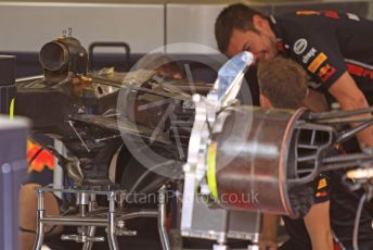 World © Octane Photographic Ltd. Formula 1 – Hungarian GP - Pitlane. Aston Martin Red Bull Racing RB15. Hungaroring, Budapest, Hungary. Thursday 1st August 2019.