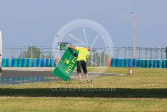 World © Octane Photographic Ltd. Formula 1 – Hungarian GP - Setup. Fixing the braking boards in place. Hungaroring, Budapest, Hungary. Thursday 1st August 2019.