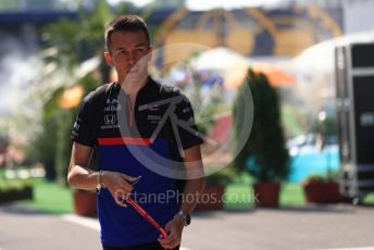 World © Octane Photographic Ltd. Formula 1 – Hungarian GP - Paddock. Scuderia Toro Rosso STR14 – Alexander Albon. Hungaroring, Budapest, Hungary. Thursday 1st August 2019.