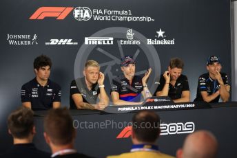 World © Octane Photographic Ltd. Formula 1 – Hungarian GP. FIA Drivers Press Conference. Rich Energy Haas F1 Team – Romain Grosjean, Rich Energy Haas F1 Team – Kevin Magnussen, SportPesa Racing Point – Lance Stroll, Scuderia Toro Rosso – Daniil Kvyat, ROKiT Williams Racing – Robert Kubica. Hungaroring, Budapest, Hungary. Thursday 1st August 2019.