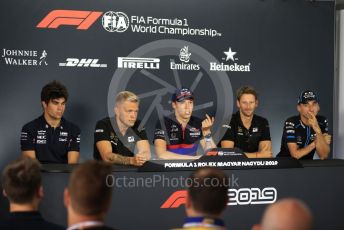 World © Octane Photographic Ltd. Formula 1 – Hungarian GP. FIA Drivers Press Conference. Rich Energy Haas F1 Team – Romain Grosjean, Rich Energy Haas F1 Team – Kevin Magnussen, SportPesa Racing Point – Lance Stroll, Scuderia Toro Rosso – Daniil Kvyat, ROKiT Williams Racing – Robert Kubica. Hungaroring, Budapest, Hungary. Thursday 1st August 2019.