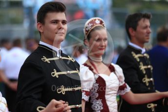 World © Octane Photographic Ltd. Formula 1 – Hungarian GP - Drivers Parade. Men and women in traditional dress. Hungaroring, Budapest, Hungary. Sunday 4th August 2019.