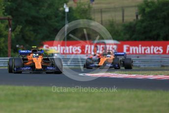 World © Octane Photographic Ltd. Formula 1 – Hungarian GP - Practice 1. McLaren MCL34 – Lando Norris and Carlos Sainz. Hungaroring, Budapest, Hungary. Friday 2nd August 2019.