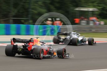 World © Octane Photographic Ltd. Formula 1 – Hungarian GP - Practice 2. Aston Martin Red Bull Racing RB15 – Pierre Gasly and Mercedes AMG Petronas Motorsport AMG F1 W10 EQ Power+ - Valtteri Bottas. Hungaroring, Budapest, Hungary. Friday 2nd August 2019.